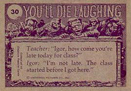 You'll Die Laughing card back.