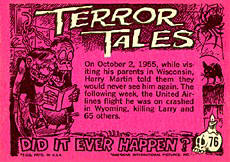 Non-sports cards. Terror Tales card back.